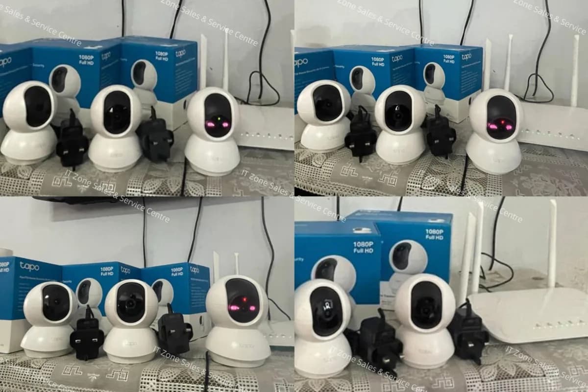 Four Wi-Fi cameras prepared for an installation